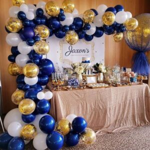 Kit guirnalda de globos de látex azul marino y dorado.