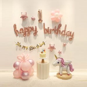 Set decoración con globos para fiesta de cumpleaños oro rosa