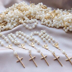 Set 35 uds mini rosarios de perlas diferentes colores recuerdo de Primera Comunión