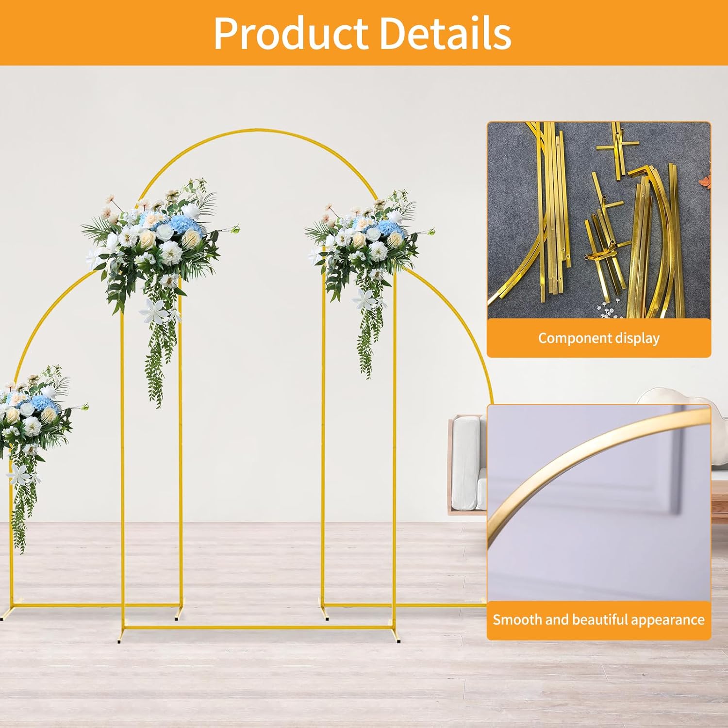 Set 3 paneles arco de metal. Alquiler decoración de eventos - Imagen 5