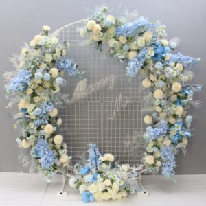 Alquiler decoración floral azul aro floral para boda bautizo baby shower o primera comunión