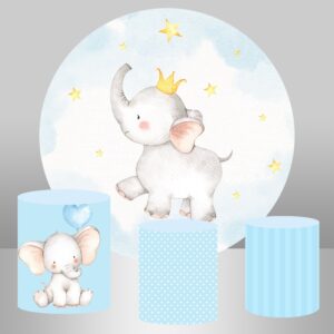 Set fondo para decoración baby shower o bautizo elefantito azul