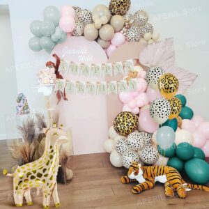 Set decoración completa para fiesta de cumpleaños animalitos de la jungla colores pastel